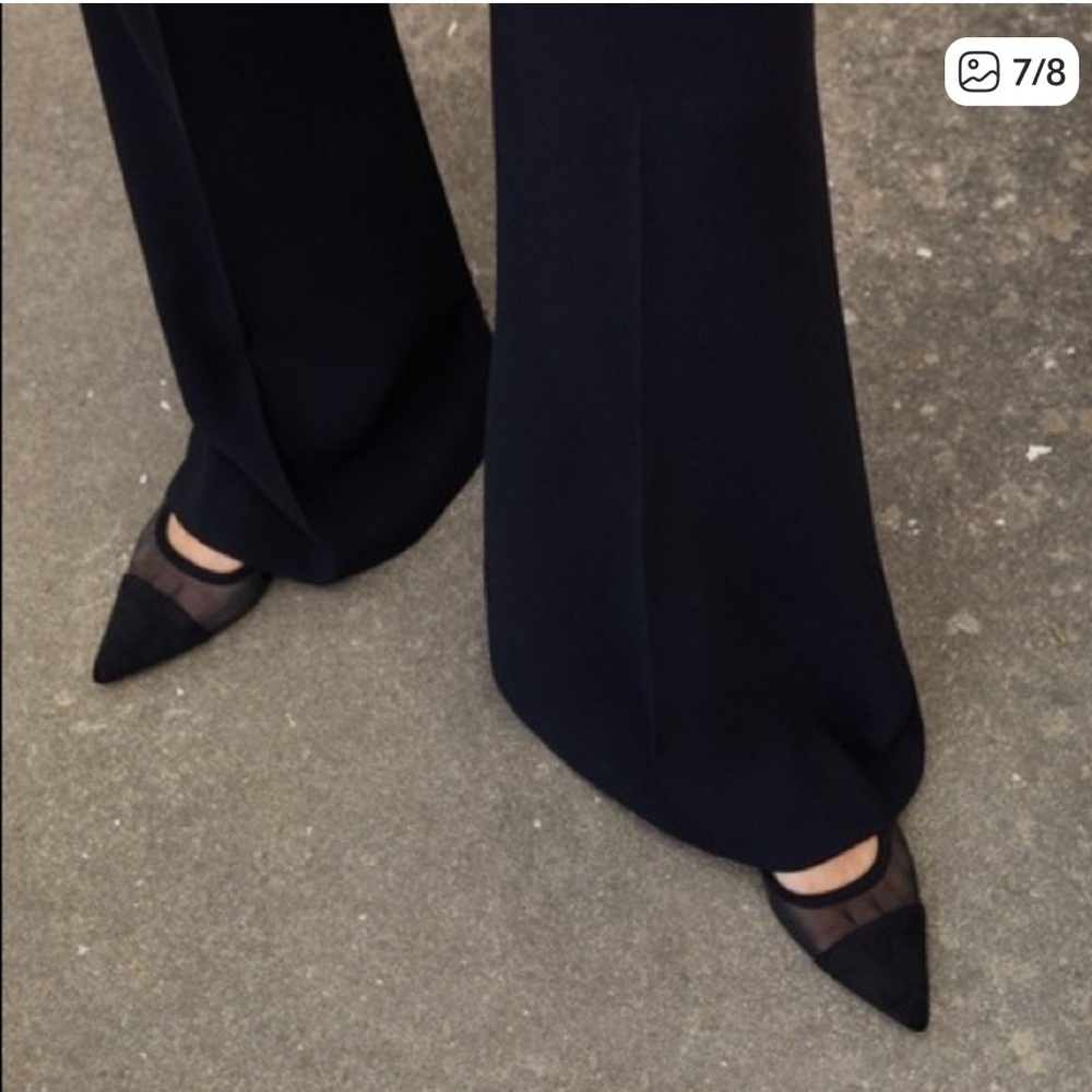 Zara pointed toe cap mesh‎ ballet flats Black witchy whimsygoth